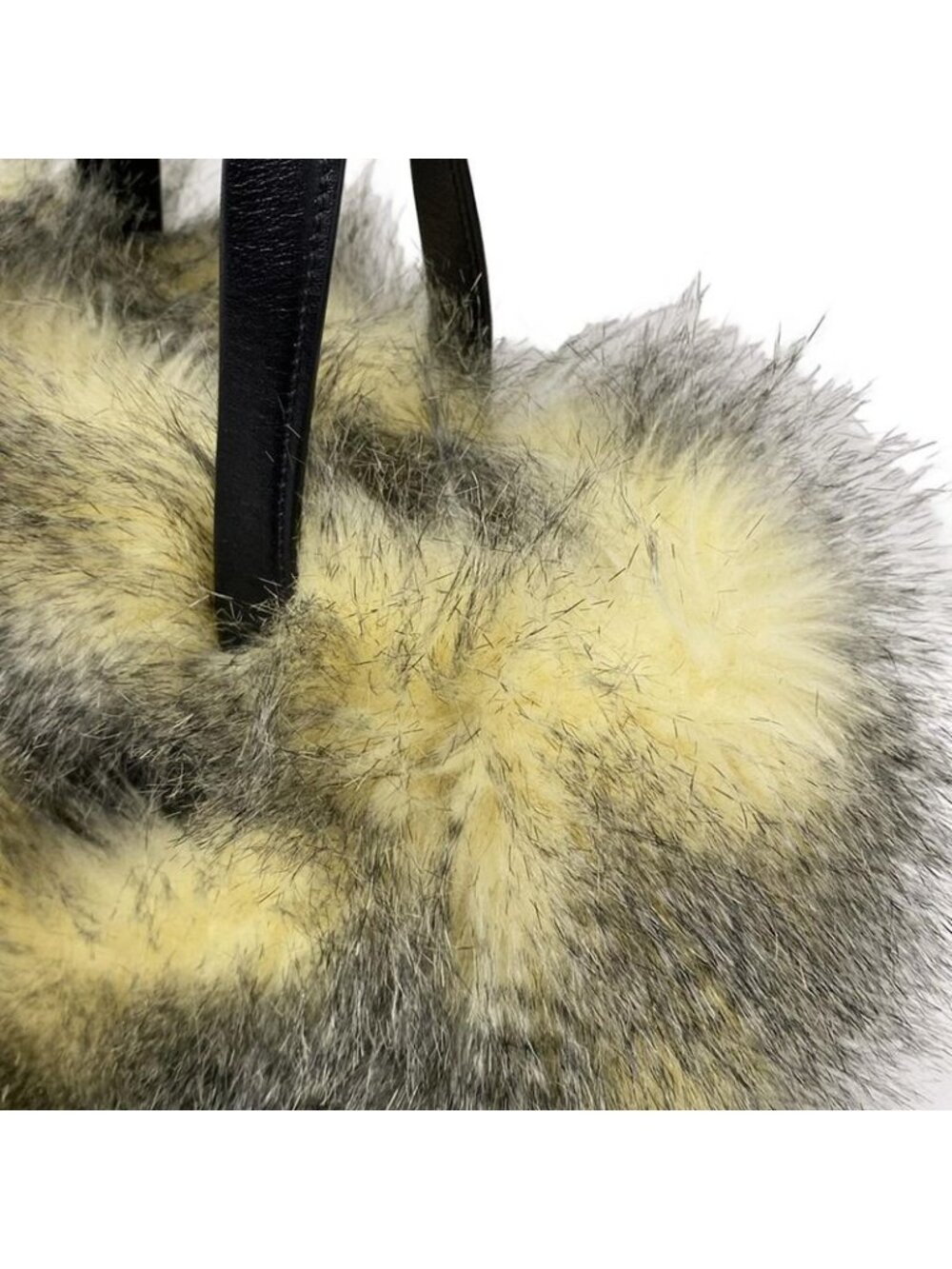 ★SOLD★ Prada Tote Ivory Black Leather Faux Fur X - Picture 12 of 15